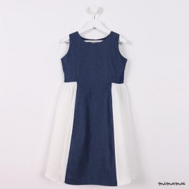 Sleeveless Flared Dress blue denim