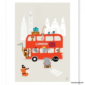 Affiche chambre enfant bus Londres