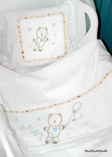 baby lenzuolo di lino federa ricamato bambino orso giocattoli culla passeggino