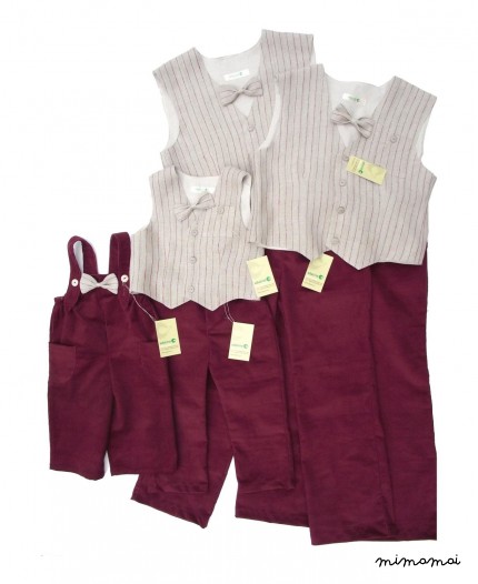 Natural linen striped vest