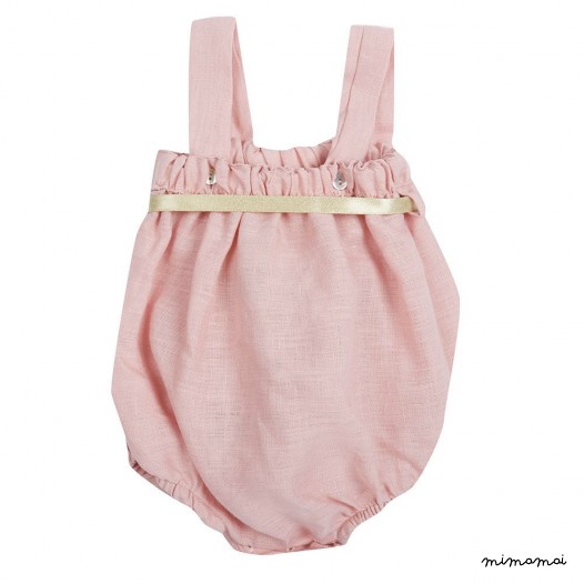 Linen Girl Baby Romper , Dusty Pink Baby Girl Outfit, Baby Shower