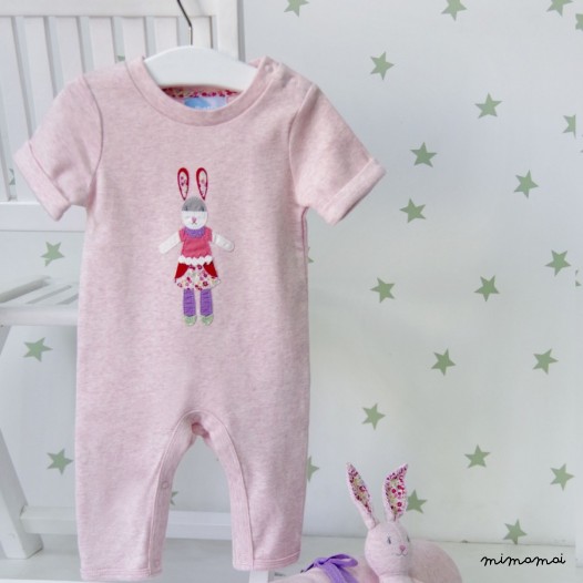 Patchwork Bunny Pink Romper