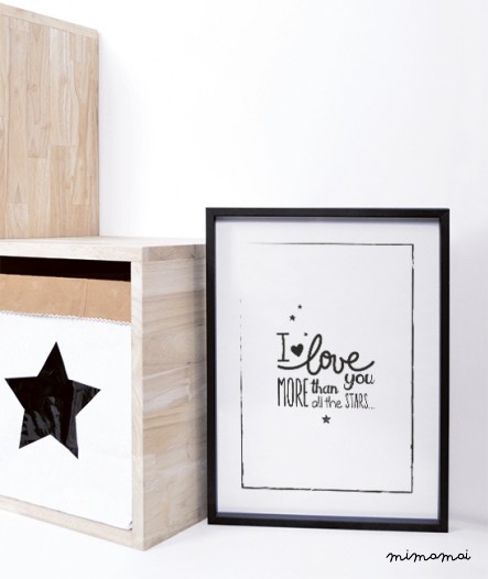 Affiche noir et blanc i love you