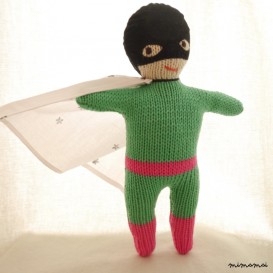 Superhero doll - Green & Fuchsia