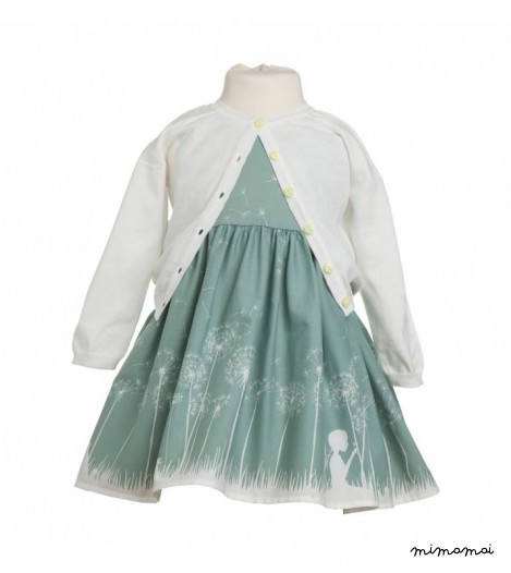 Martha Dress Make A Wish Print in Sage