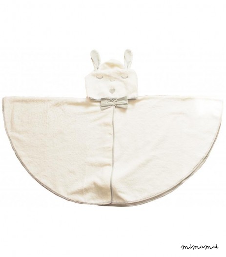 CAPE DE BAIN BOLSA GRIS AVEC POMPON BRODERIE OFFERTE