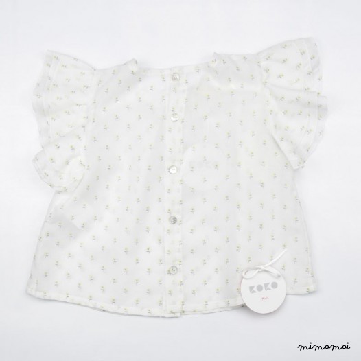 Girls Toddler blouse, Elegant Toddler Shirt, Chic Clothing, White Shirt, Light Print Top