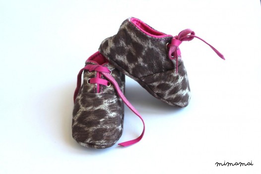3 - 6 Months Slippers / Baby Shoes Lamb Leather Animal Leopard Pink