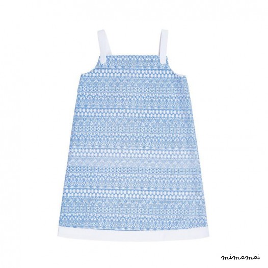 A-Line Strap Dress blue graphic