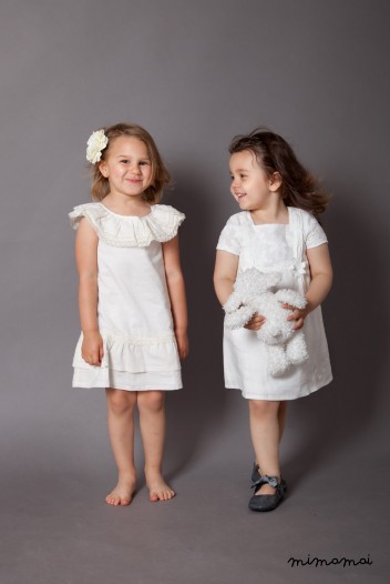 Toddler linen dress, Girls white dress, Classic toddler dress, Embroidered Girls dress