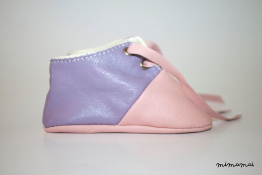 3-6 Months Slippers / Baby Shoes Lamb Leather Pink Purple