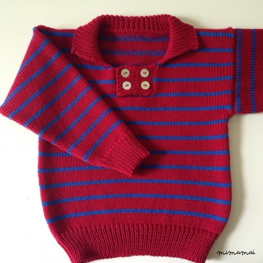 Childrens Knit Jumper, Knitted Woolen Sweater Red & Blue