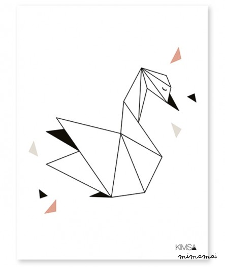 Affiche g&eacute;om&eacute;trique cygne