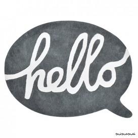 Tapis coton enfant Hello gris
