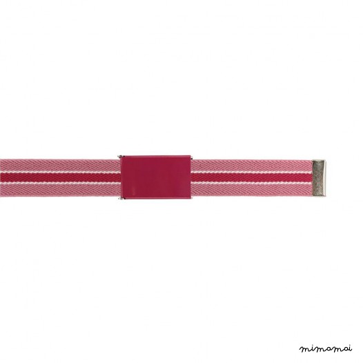 Pink belt, fuchsia buckle with white and fuchsia stripes