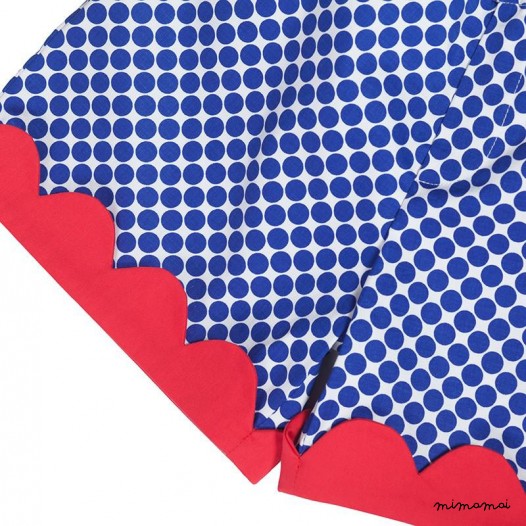 Scallop Hem Shorts blue dots