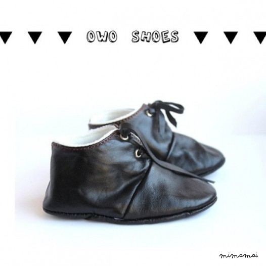 12-18 Months Slippers / Baby Shoes Lamb Leather Black
