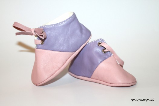 12-18 Months Slippers / Baby Shoes Lamb Leather pastel pink purple
