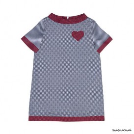 Wide Neck Heart Patch Dress white, red and navy