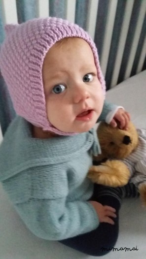 Baby winter hat, baby girl hat, pixie cap, knitted bonnet