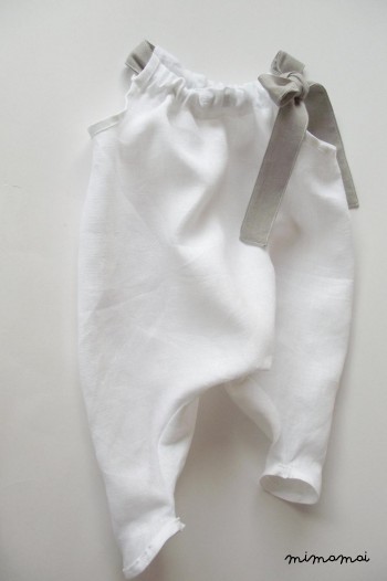 Linen baby girl overalls with bow