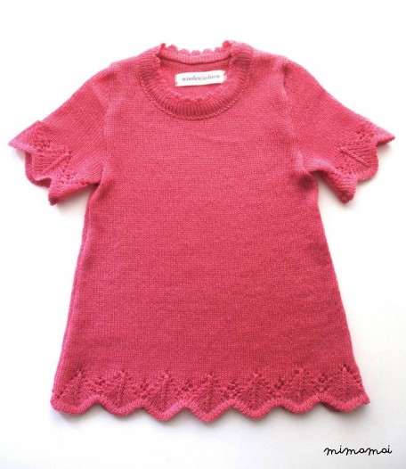 Babygirls/Girls knitted Virgin wool short sleeve dress with lace