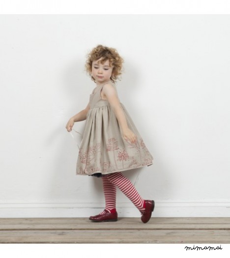 Rosie Linen Dress in Red Woodland Print