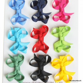 Hair Clip Set Of 9 Small Bows - Bright