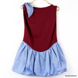 Ella dress in bordeaux and blue
