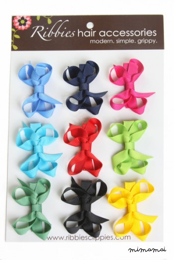 Hair Clip Set Of 9 Small Bows - Bright
