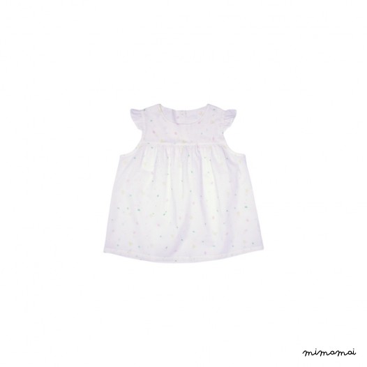 Blouse &agrave; volants imprim&eacute;e Violette