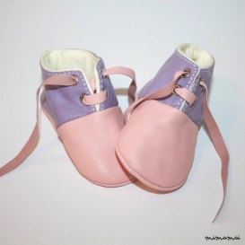 6-12 Months Slippers / Baby Shoes Lamb Leather pink Purple Pastel Colors