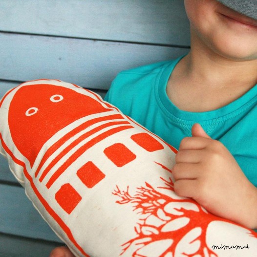 Robot Cushion  Orange Shell