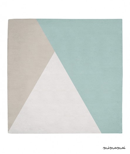 Tapis coton g&eacute;om&eacute;trique menthe glac&eacute;e