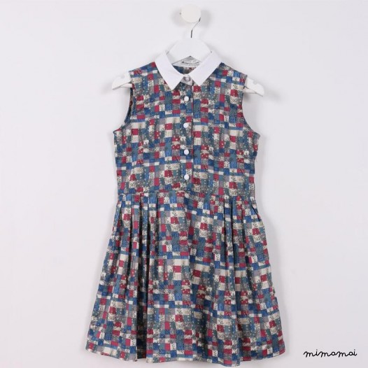 Pleated Shirtdress blue and maroon