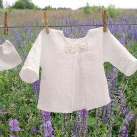 Natural linen baby jacket