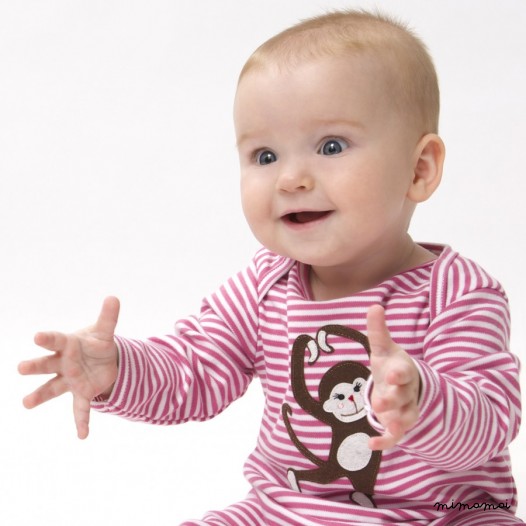 Dancing Monkey Babygrow Pink