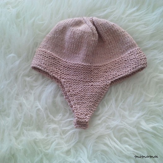 Baby girl hat, handmade knitwear of organic cotton, pale rose
