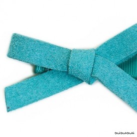Barrette &agrave; Noeud Simili Daim - Turquoise