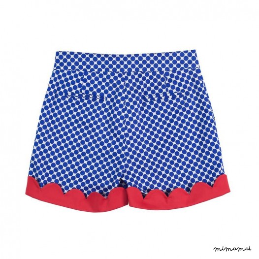Scallop Hem Shorts blue dots