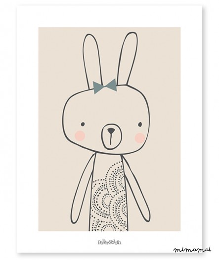 Poster enfant lapin &laquo; Blanche &raquo;