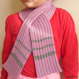 Children knitted Scarf, Merino wool, Lilac & grey