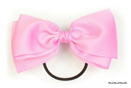 Large Bow Ponytail Holder - Pink
