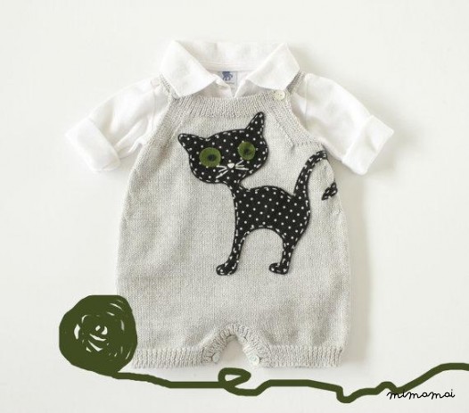 Maglia bambino tuta grigio con feltro gatto.