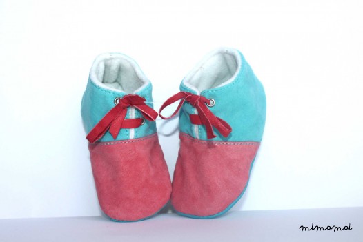12 - 18 Months Slippers / Baby Shoes Lamb Leather Pastel Pink Blue