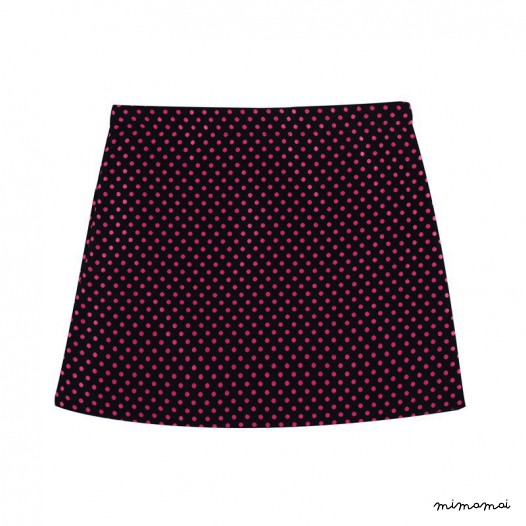 Contrast Triangle Skirt neon pink dots
