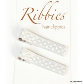 Pair of Small Dots on Grey Hairclips