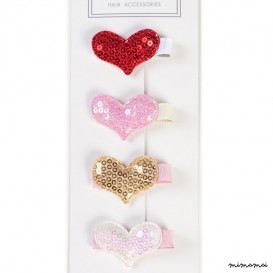 Hair Clip Set Of 4 Sparkle Hearts - A