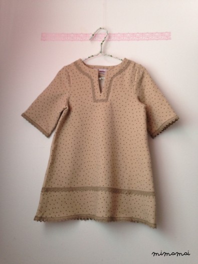 Size 4T Girl beige polka dots dress,Girls dress Girls tunic dress