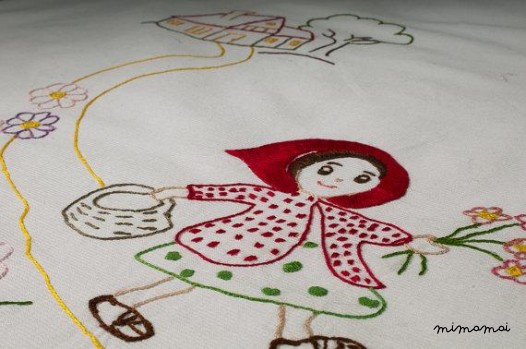 Coperta del bambino culla Red Riding Hood, mano ricamati, della neonata, culla, baby shower regalo